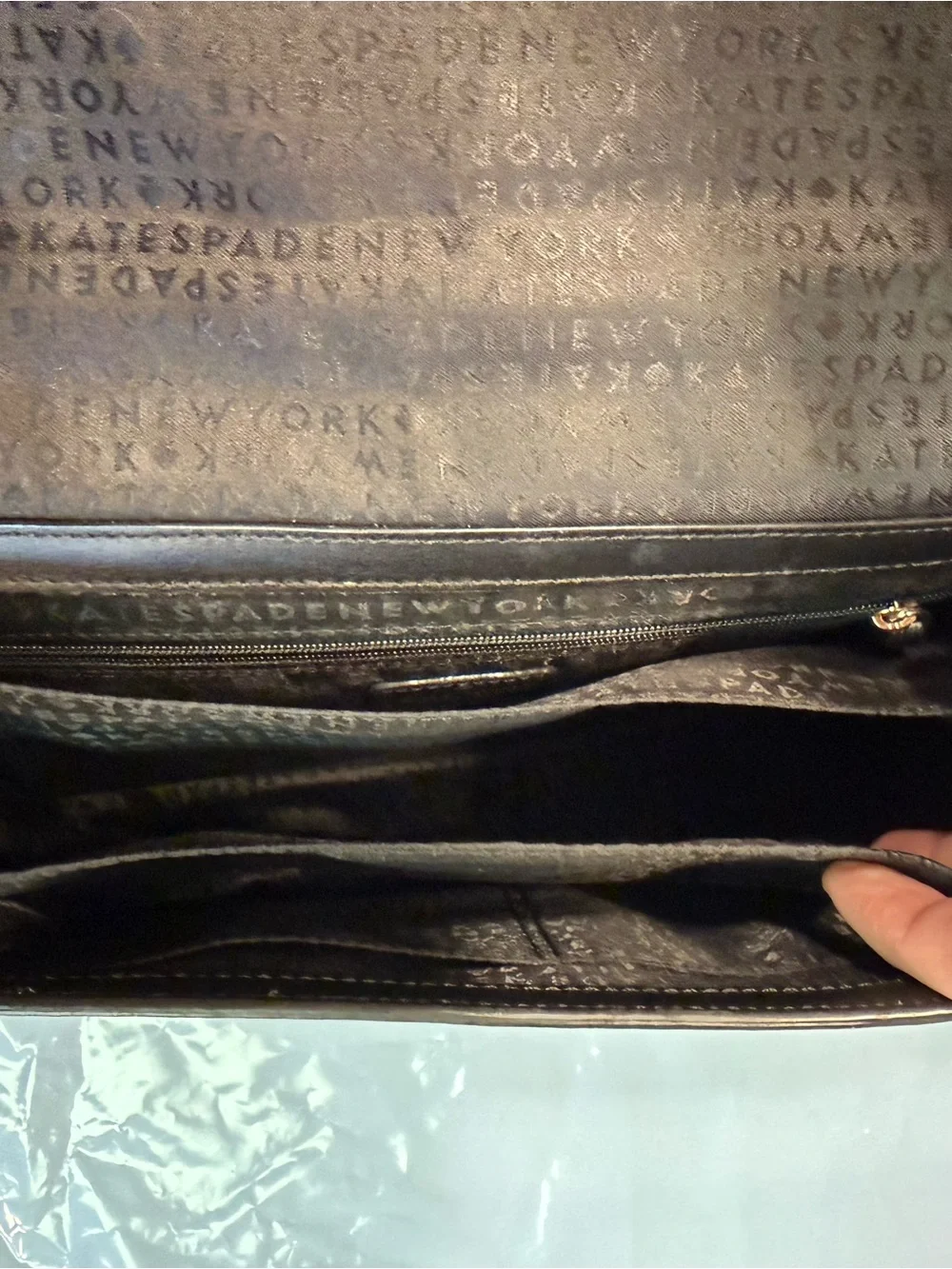 kate spade Black Shoulder Bag with Gold Logo and Beige Sides
